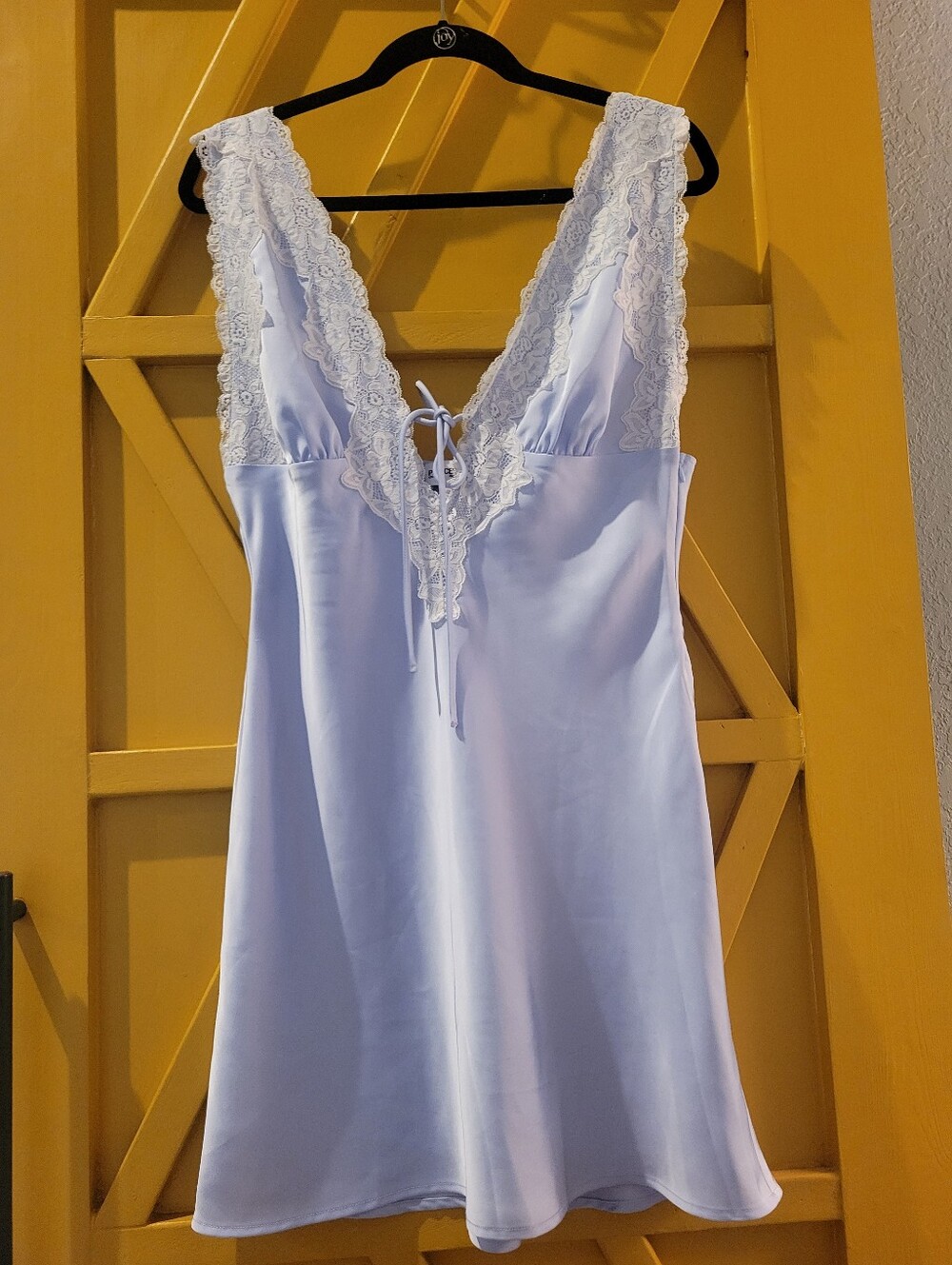 Princess Polly Light Blue Satin Lace-Trim Chemise